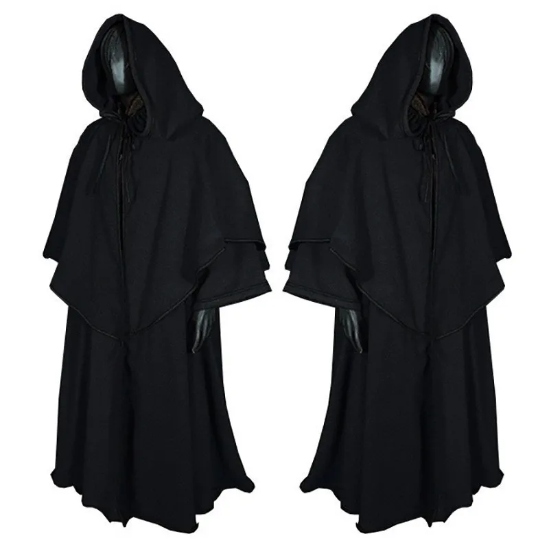 Medieval Cape Hooded Robe Cloak 5Color Monk Robe Cloak Cape Long Sleeve Wizard Cloak Halloween Stage Cosplay Costumes New 2025 view 5