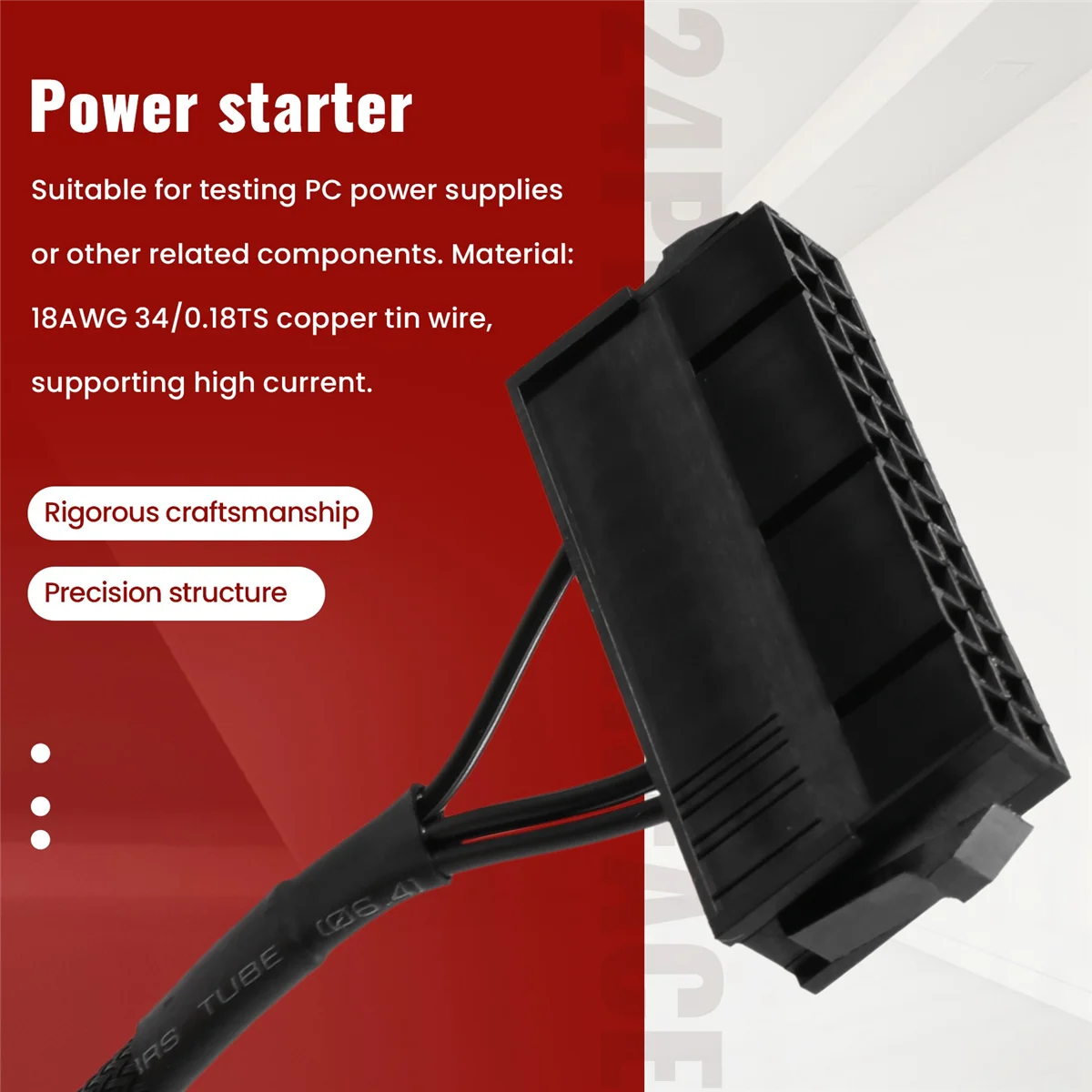 A64E 24-Pin Female ATX PSU PC Power Supply Starter Tester Start Up Jumper Ridge Cable with ON/OFF Switch,50cm