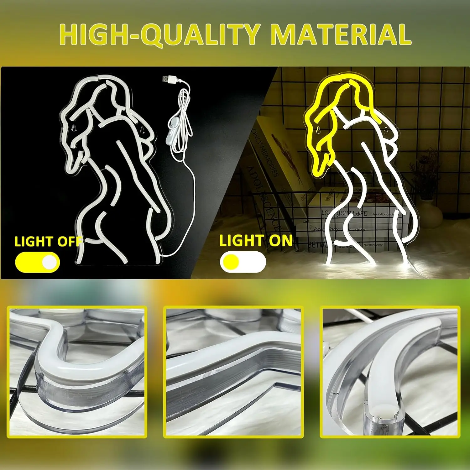 Lady Back LED Neon Sign USB Dimmable Neon Light Sign for Gameroom Bedroom Bar Livingroom Birthday Party Gift Wall Decor