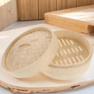 

1 Set Bamboo Steamer Basket With Lid Reusable Food Steamer For Dumplings Buns Rice Eggs Potatoes Corn Kitchen Cooking