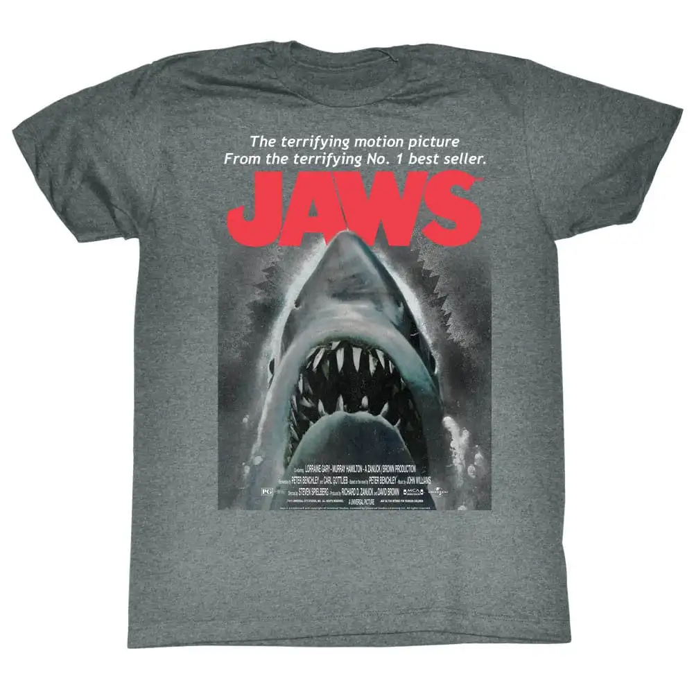 Jaws Beware Graphite Heather Adult T Shirt