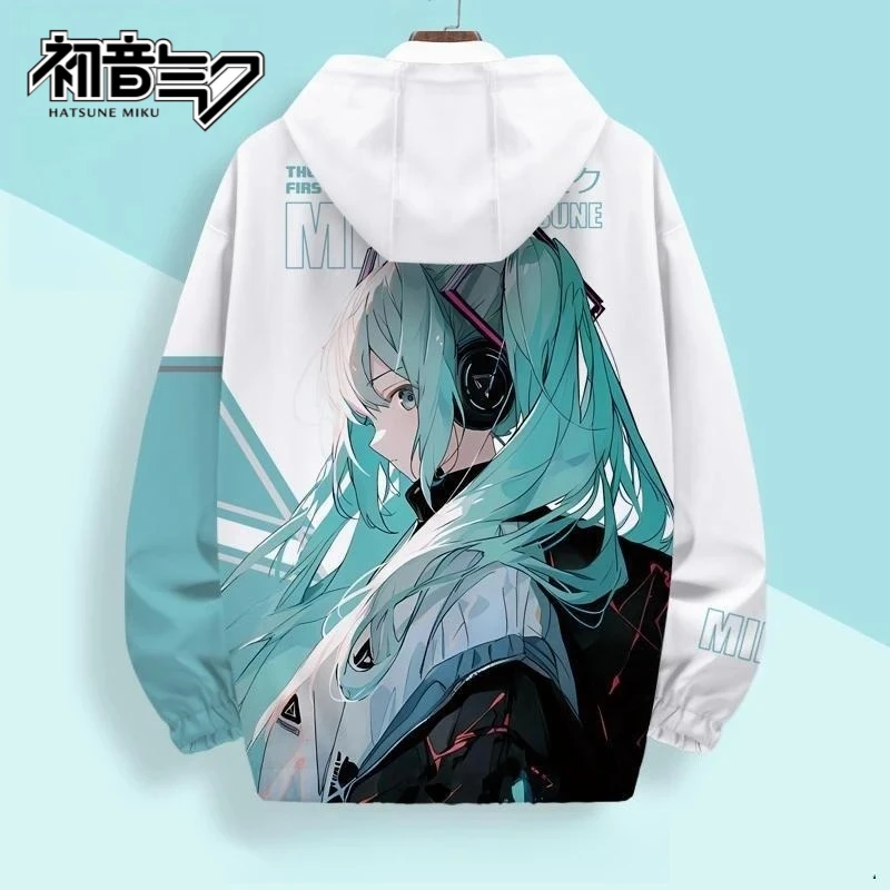 

Хацунэ Мику аниме 2025 весна осень новый стиль куртка куртка с капюшоном кардиган топ с мультяшным принтом тонкая одежда свободный подарок