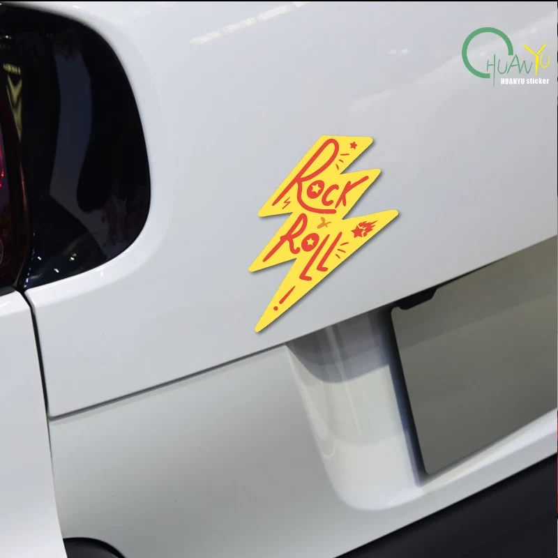 Rock Lightning Car Sticker Music Symbol Unique Creative Decoration Full Body Waterproof Decal