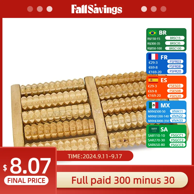 Manual Wooden Foot Massager With 5 Rollers Spa Relaxation Treatment Foot Massageador Relieve Fatigue Relief Beauty Health Tools