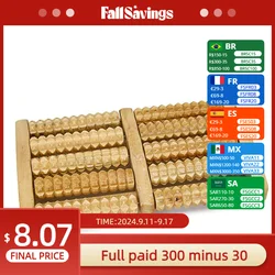 Manual Wooden Foot Massager With 5 Rollers Spa Relaxation Treatment Foot Massageador Relieve Fatigue Relief Beauty Health Tools
