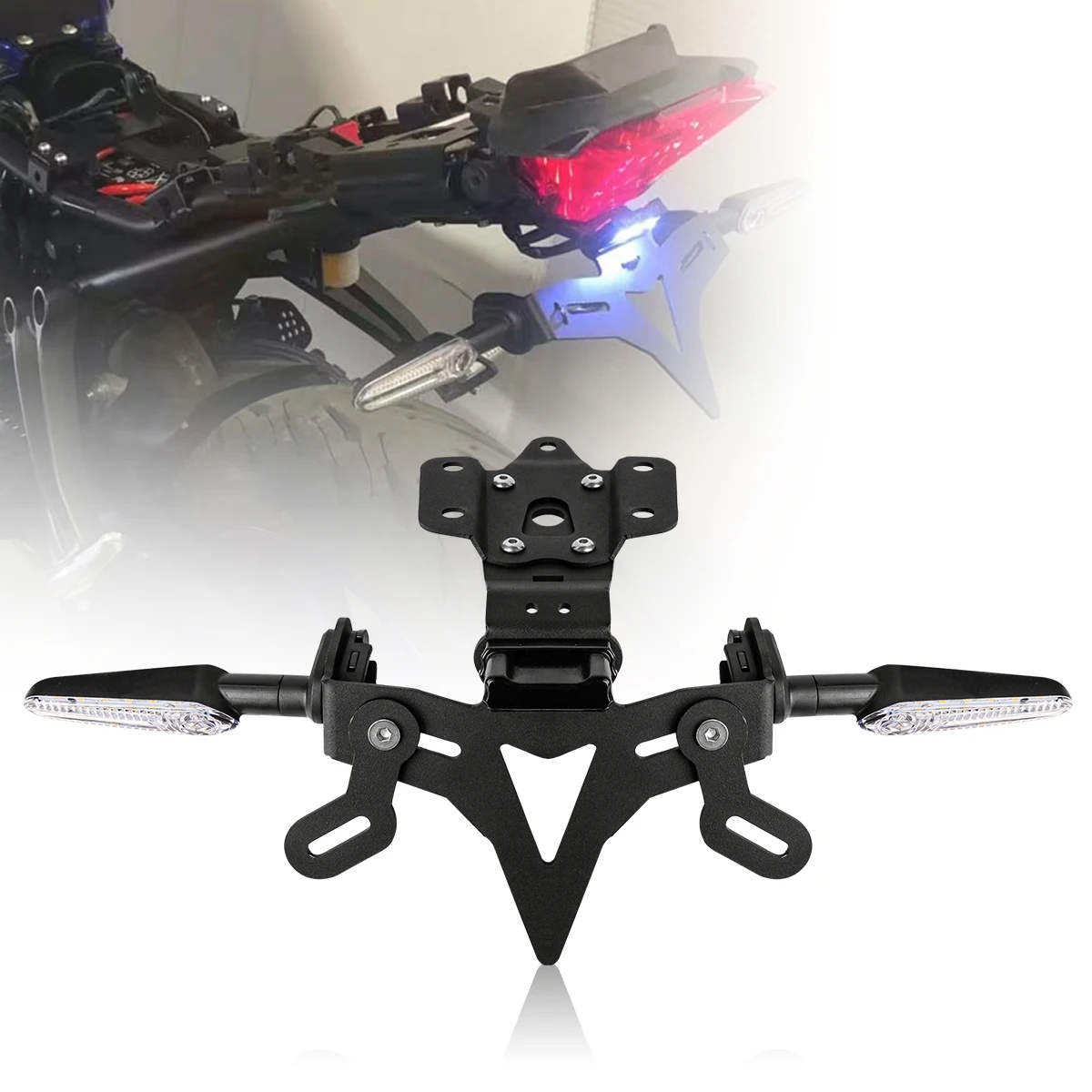 Motorcycle Rear Tail Tidy Fender License Plate Holder Bracket With LED  For Yamaha MT-07/FZ-07 2013-2023 Accessories image 3