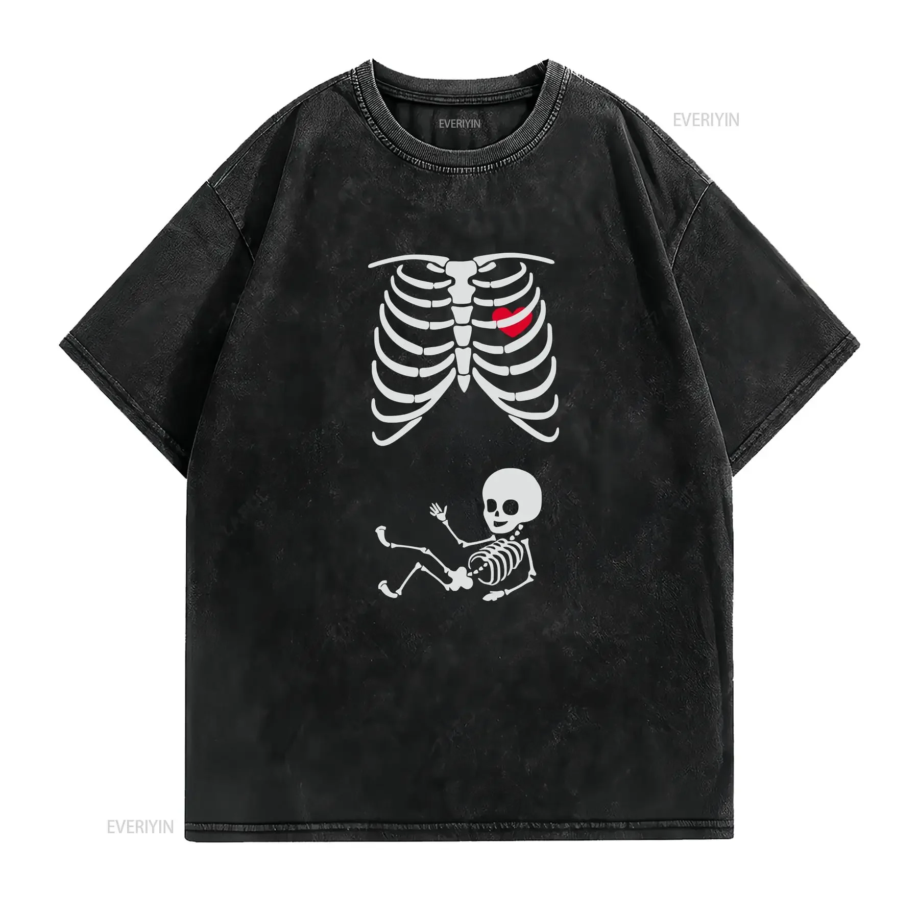 Skeleton baby Halloween announcemenT T Shirt Maternity costume Funny vintage Washed Soft Unisex Comfortable Stretched