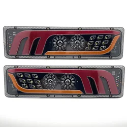 2pcs 12V24V LED Tail Lights Trailer Taillight Tractor Rear Light Truck Sequential Flashlight Turn Signal Brake Reverse Lamp 46cm