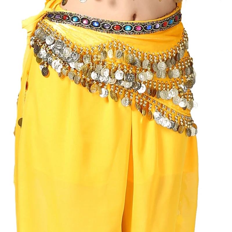 Dame Buikdansen Hippe Sjaal Volwassen Billen Wrap HulaBelt Rok Accessoires met Golf Munten Kleurrijke Kralen Fluwelen Heupkettingen