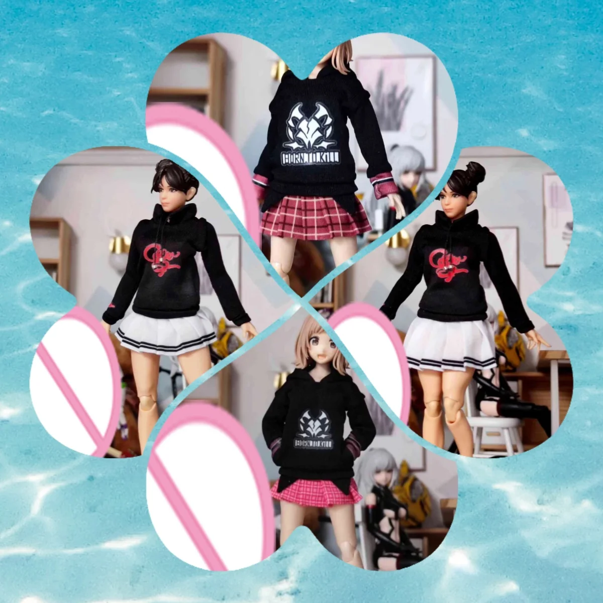 【No Figure】1/12 Scale Female Soldier Clothing Accessories Casual Set Hoodie Pleated Skirt Miniskirt For 6''Action Figure Model