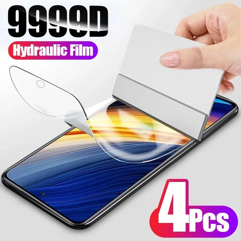 4PCS Hydrogel Film For Xiaomi Redmi Note 12 7 8 9 12C 10 Pro 9s 13T 11S 10S Poco F3 F5 X3 x5 Mi 10T 11T 11 Lite Screen Protector