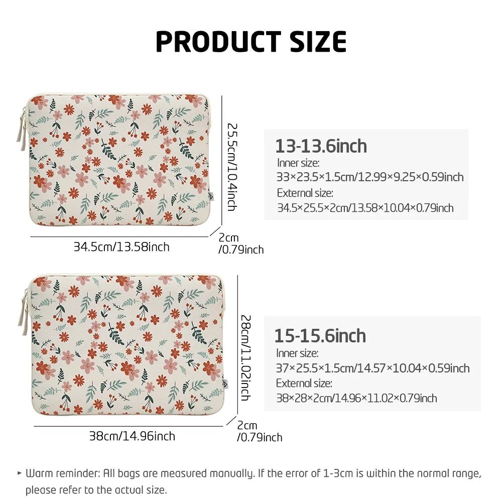 Floral Laptop Sleeve 13.6/15.6Inch,Memory Foam Portable Computer sleeve,Compatible with 13.6/15.6Inch Lenovo HP Dell Laptop Case