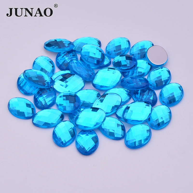 JUNAO 10*14mm 18*25mm Dark Green Oval Rhinestone Flatback Acrylic Crystal Stones Non Hotfix Strass For DIY Dress Jewelry