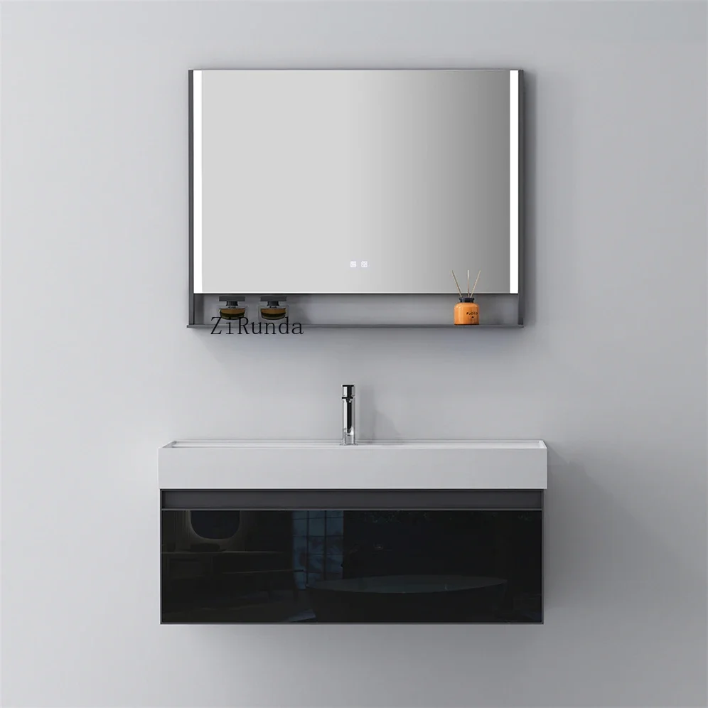 

Темно-серый окрашенный настенный водонепроницаемый шкаф для ванной комнаты с одной раковиной