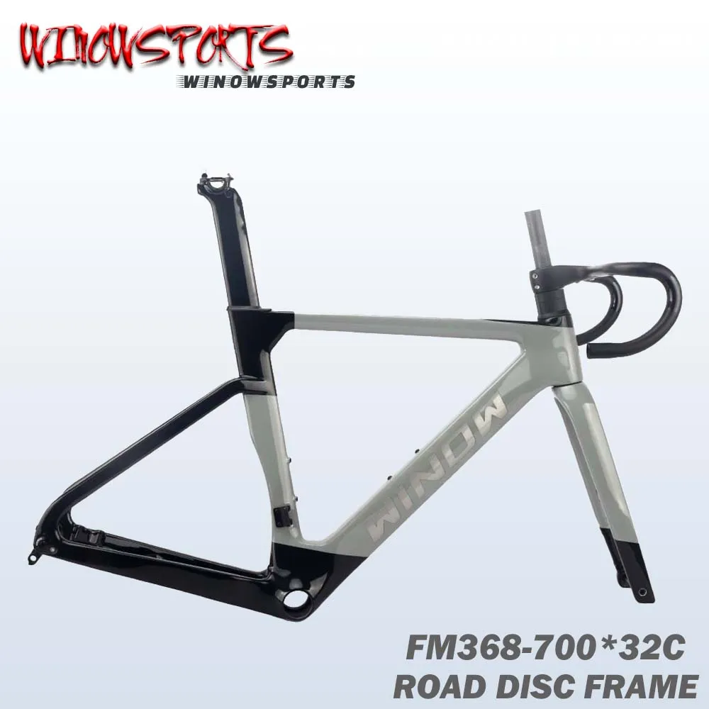 

Winowsports Tire 32C Fully Hidden Carbon Disc Road Bike Frame Set Road Bicycle Carbon Frame BB386 Carbon Road Bike Frameset