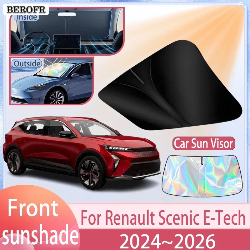 Car Sunshade For Renault Scenic E-Tech 2024 2025 2026 Front Windshield Sun Visor Cover Anti UV Protection Accessories