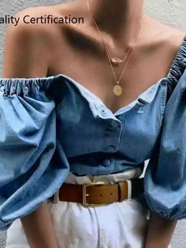 

Винтажная женская свободная блузка большого размера в уличном стиле с рукавами-фонариками, тонкая, с рукавом до локтя, женский топ