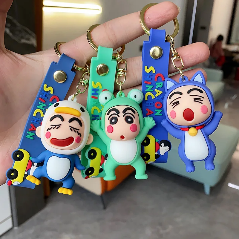 Anime Crayon Shinchan Keychain Kawaii Girl Decorate Backpack Accessories Cartoon Toy Soft Plastic Doll Gift Wholesale