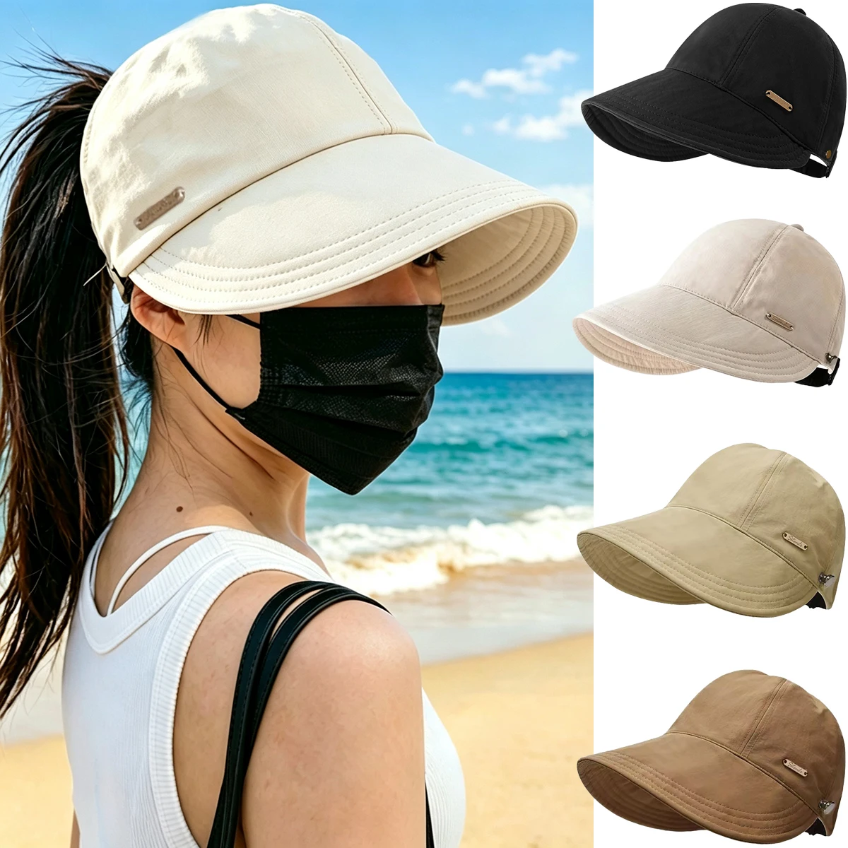 Quick Dry Hat Summer Empty Cap for Women Men Foldable Sunhat Outdoor Beach Fishing Hat Sunscreen Cap Adjustable Wide Brim Caps