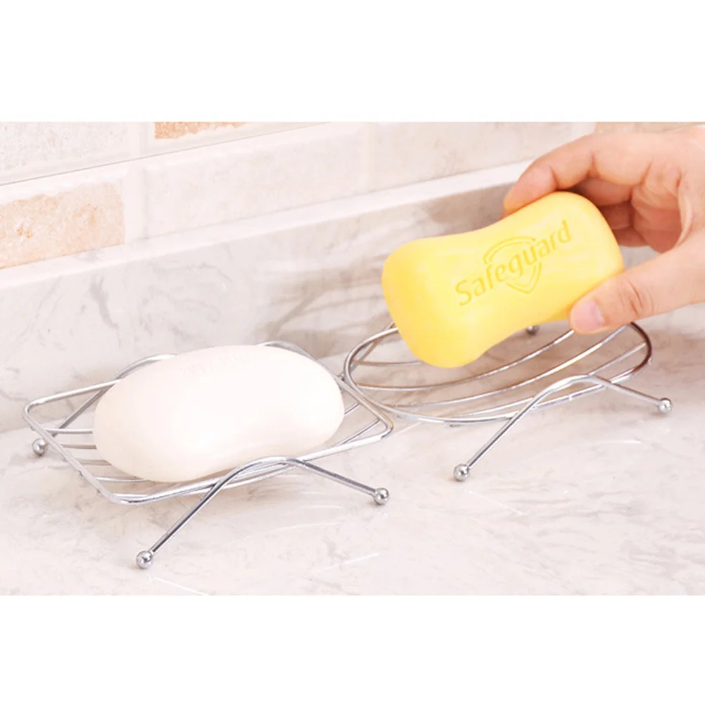 

1pc Stainless Steel Soap Holder Wall Mount No Drilling For Bathroom Kitchen Hollow Carved Soap Tray Storage Solution Organizing