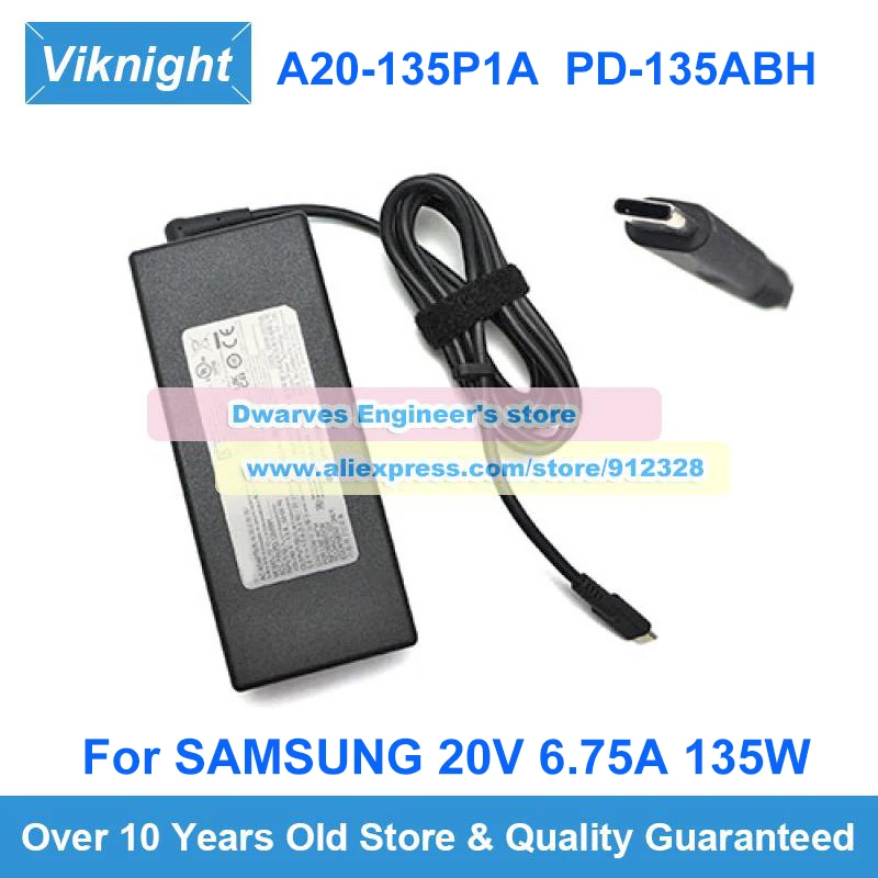 

Genuine 20V 6.75A 135W AC Adapter A20-135P1A PD-135ABH Laptop Charger For Samsung A135SP01Q Power Supply Type C