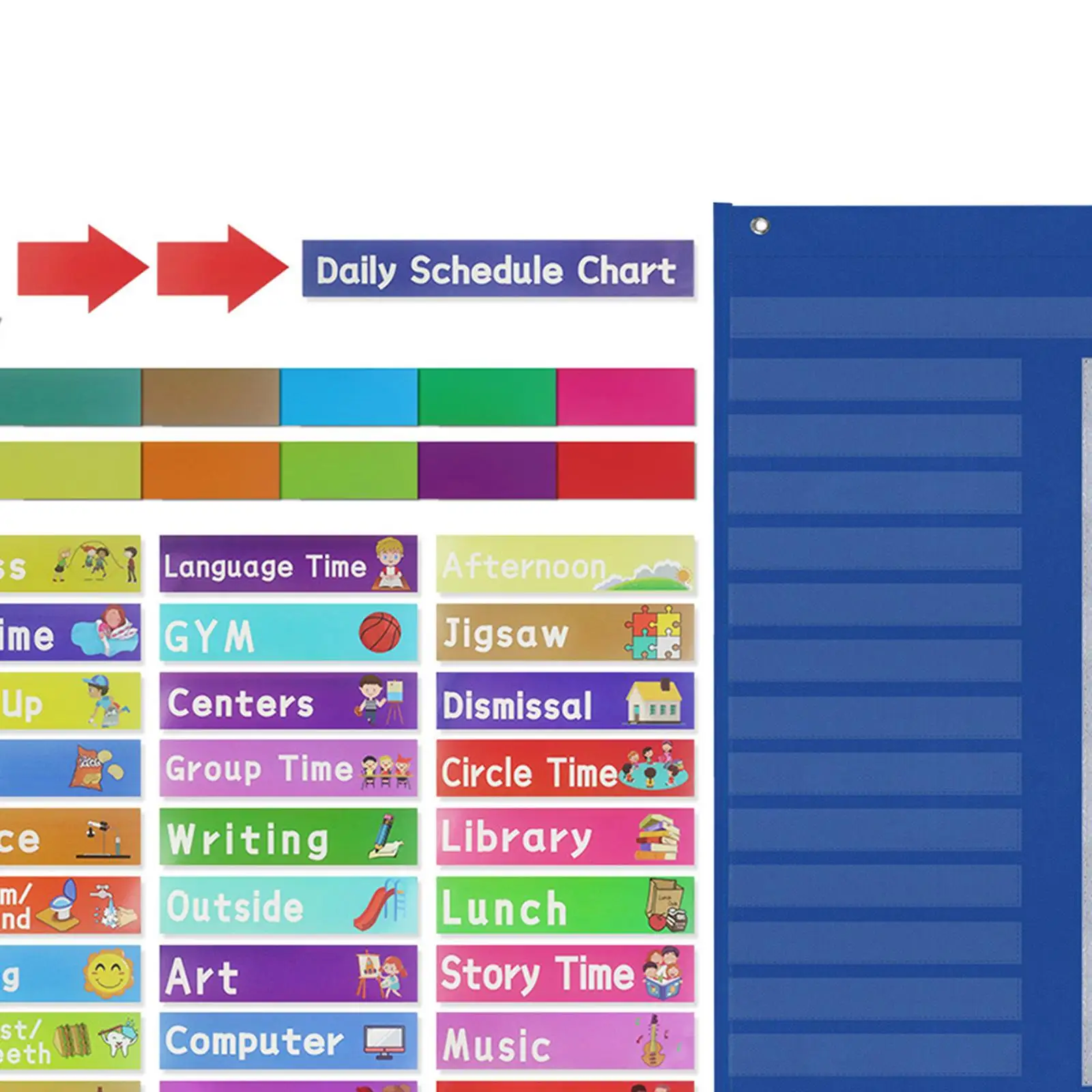 Calendario quotidiano per l'aula, grafico di promemoria, grafico tascabile educativo