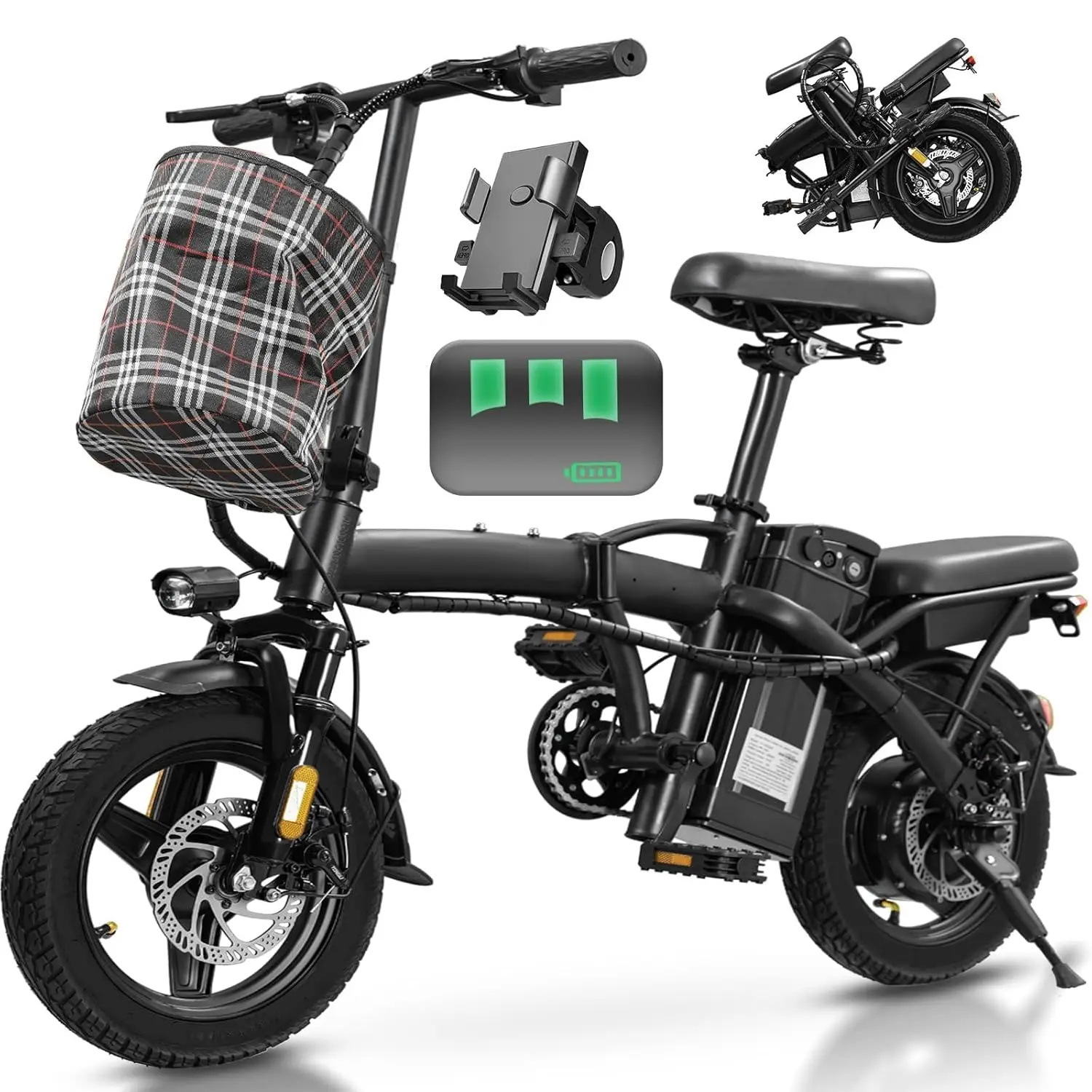 

Electric Bike for Adults Teens, Commuter City Folding ebike with 560W Motor and 48V Battery, 24MPH 3 Level Pedals, Customized
