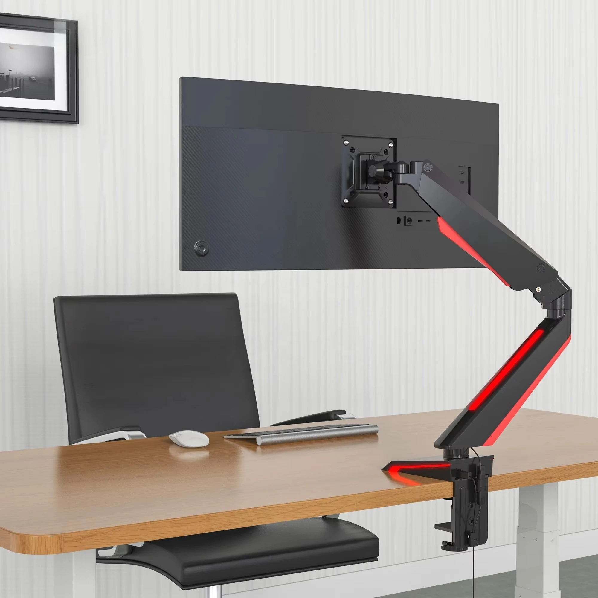 V-mounts New Gaming Arm with Blue LED Light 90 Degrees Tilt Aluminum Alloy Desk Mount Bracket for Single