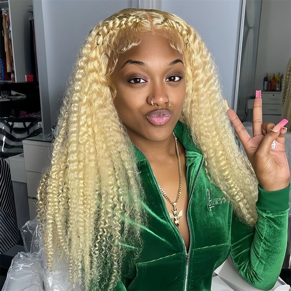 Blonde 613 13x6 Hd Transparent Lace Frontal Preplucked 30 32 Inch Curly Wigs Human Hair 13x4 Lace Front Deep Wave Wig for Women