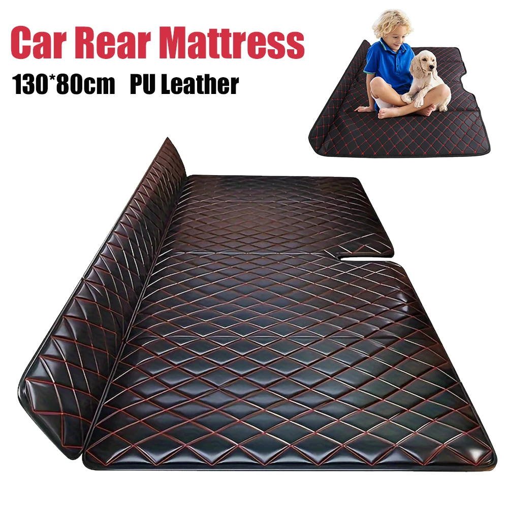 

Car PU Leather Travel Mattress Bed Universal for Back Seat Folding Portable Back Seat Mattress Outdoor Camping Mat Cushion