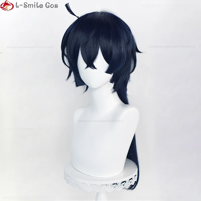 Anime Cosplay Vanitas No Karte parrucca 68cm lungo blu nero resistente al calore parrucche per capelli orecchini + parrucca Cap