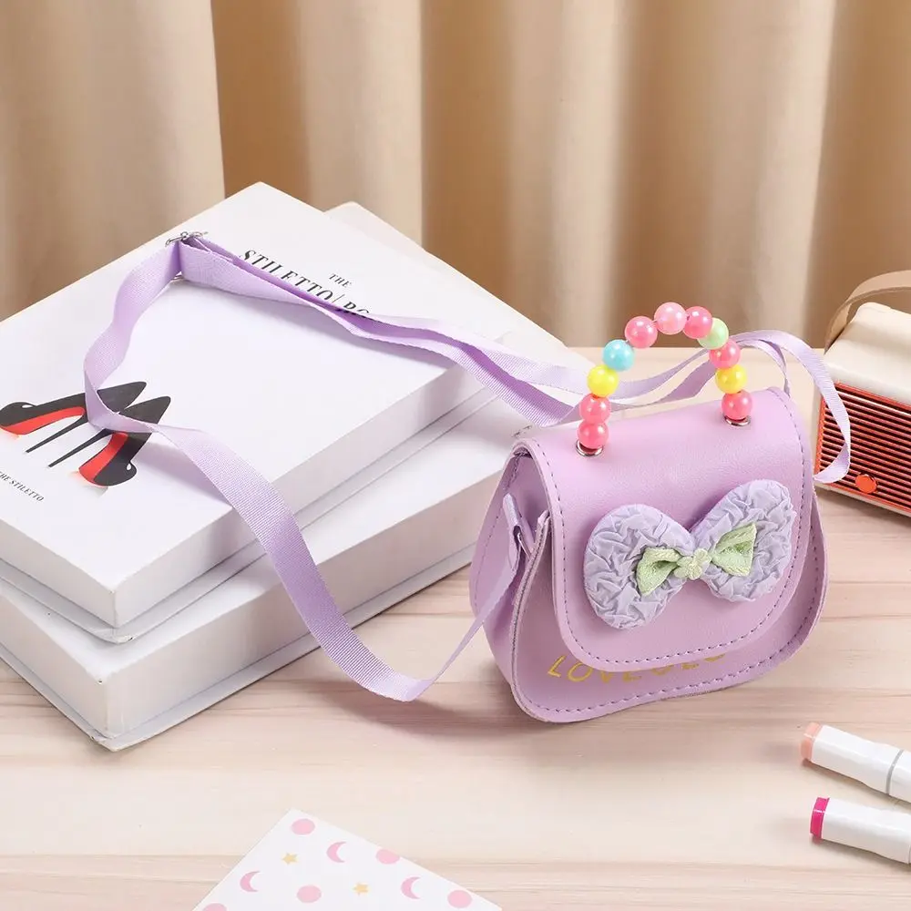 Tas Kurir Anak-anak Bunga Lucu Kreatif Tas Tangan Ikatan Simpul Kulit PU Tas Bahu Anak Kartun Mengkilap