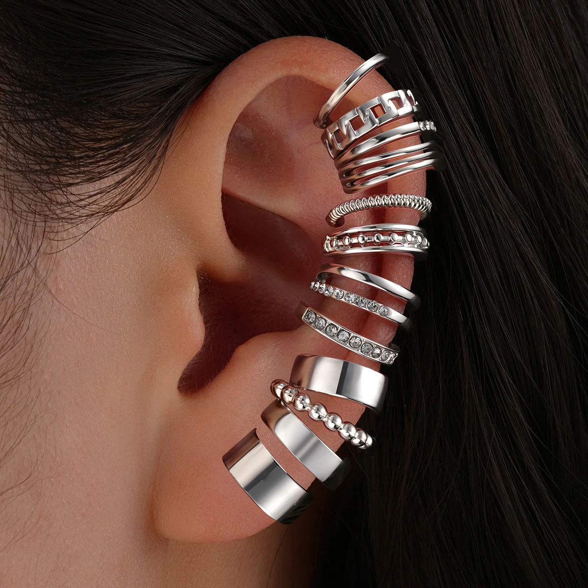7 Pcs Gold Color Ear Cuff Set for Women, Stackable Gift