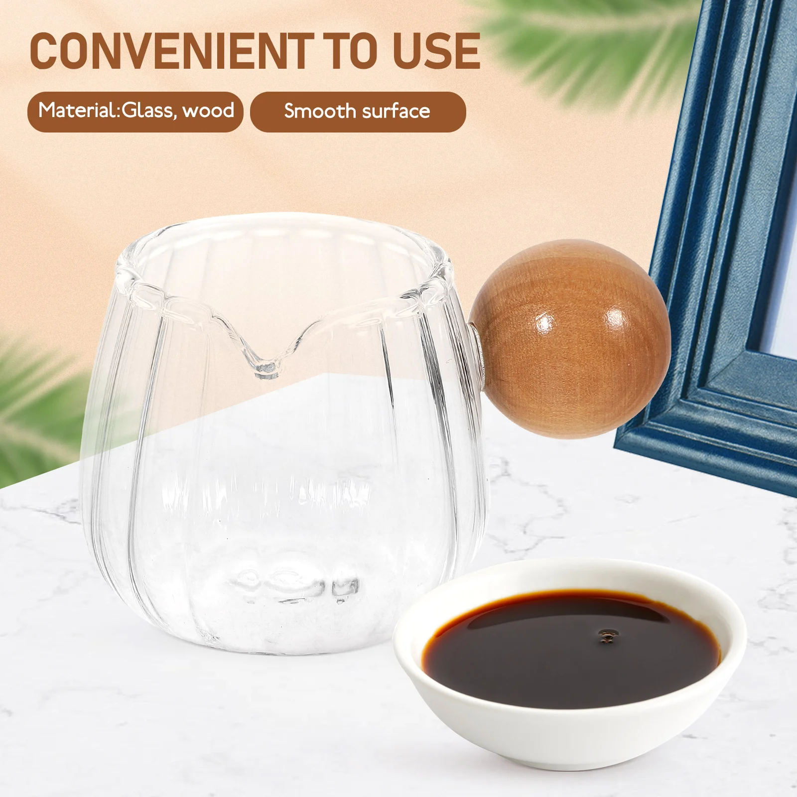 

Striped Milk Pitcher Clear Glass Small Jug Creamer Syrup Pourer Sauce Container Frothing Coffee Kitchen Bar Mini Carton