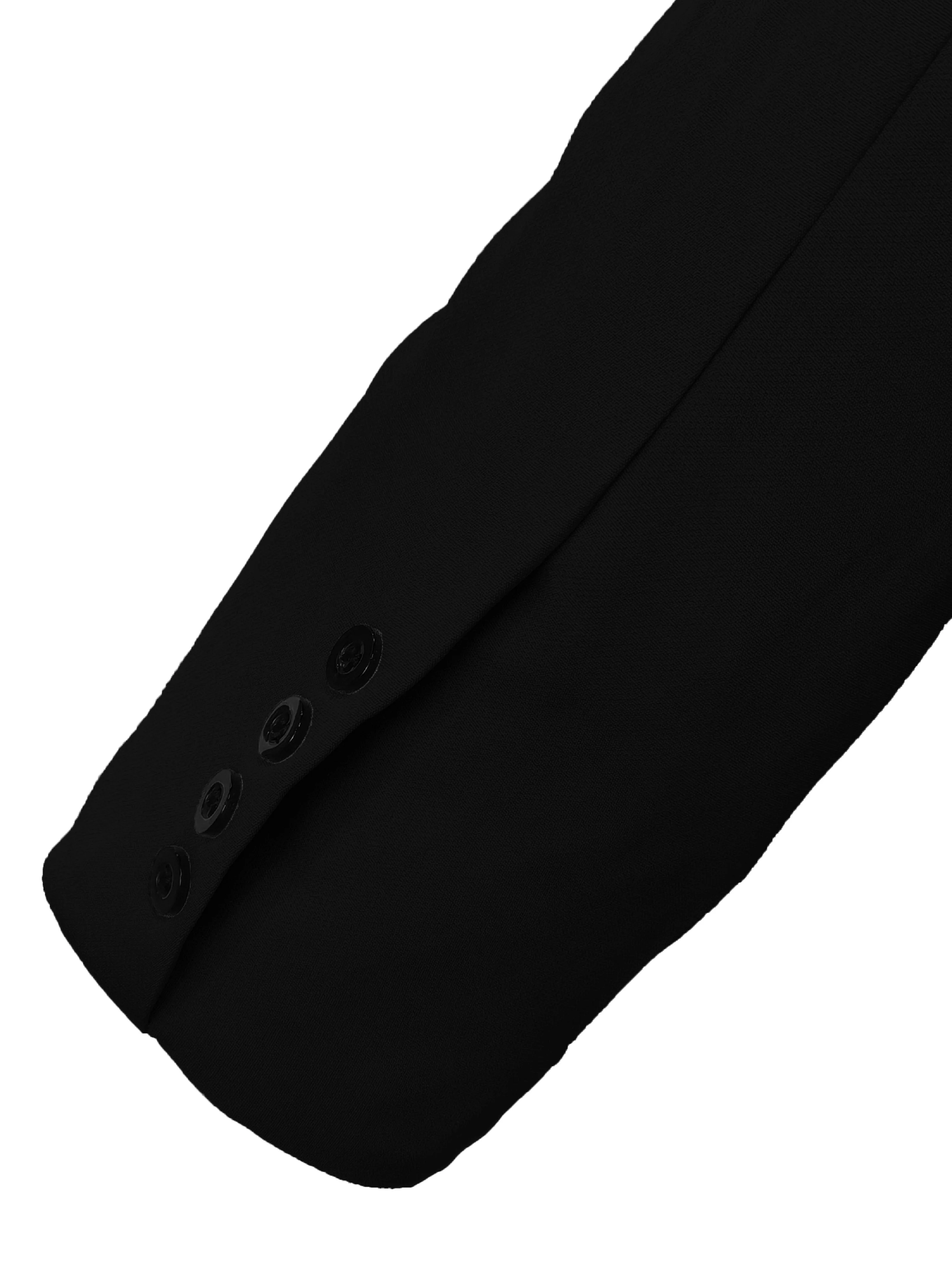 Ta uniwersalna męska czarna marynarka jest idealna do noszenia na zewnątrz; jest stylowa i wyposażona w wiele kieszeni.