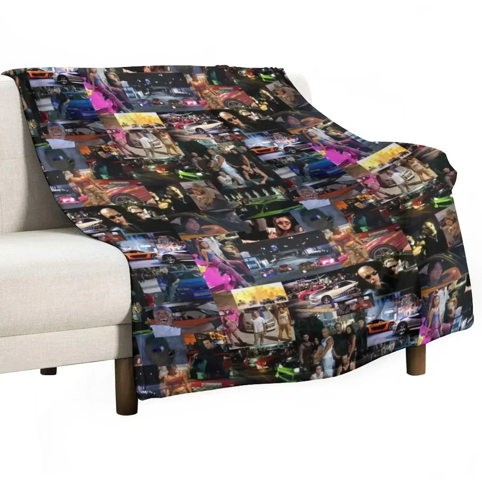 

Fast and Furious collage Throw Blanket Warm Throw Blanket Gift for Anniversary