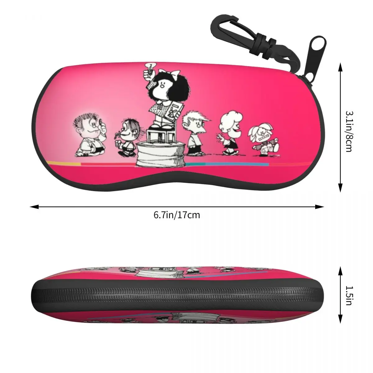 Custom Mafaldans Quino Comic Book Eyeglass Glasses Case Men Women Soft Sunglasses Protective Pouch