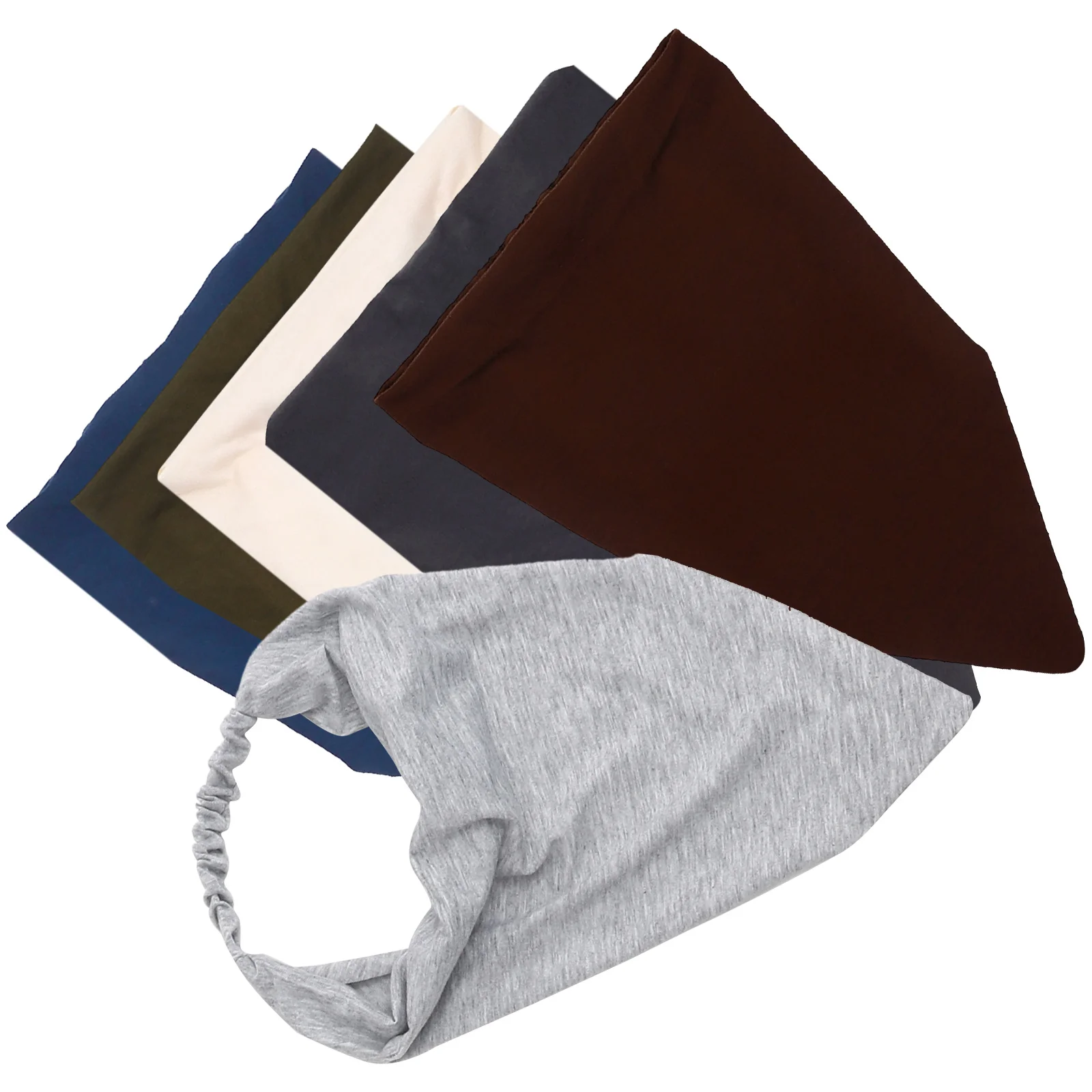 

6PCS Elastic Bohemian Headscarf Bands Women Hair Bandana Scarf Gray Beige Dark Gray Brown Blue Anti-Sweat