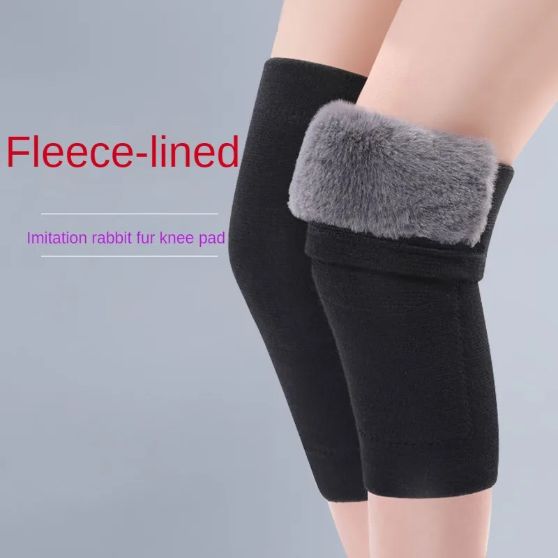 1 Pair Winter Warm Knee Pads for Women Men Old People Cold Leg Arthritis Kneepad Knee Support Rabbit Fur Running Knee Protector