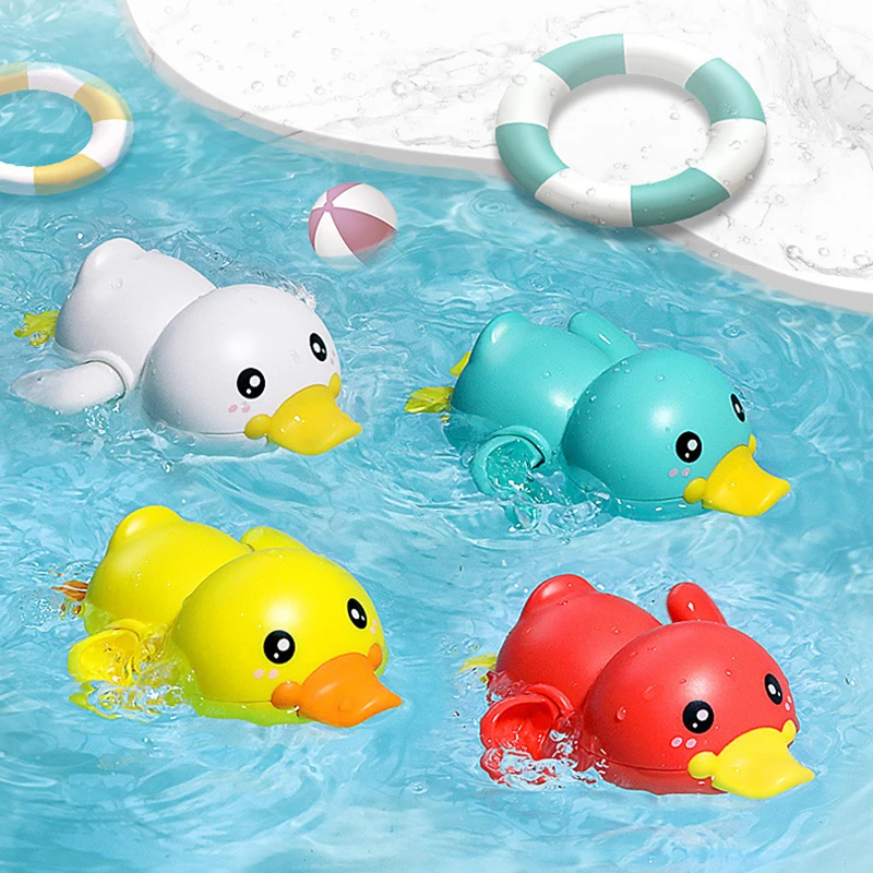 

1Pcs Cute Water Play Duck Wind-up Clockwork Toy 4 Colors Daily Baby Bath Water Toys Cartoon Fun Children's Toys Birthday Gift