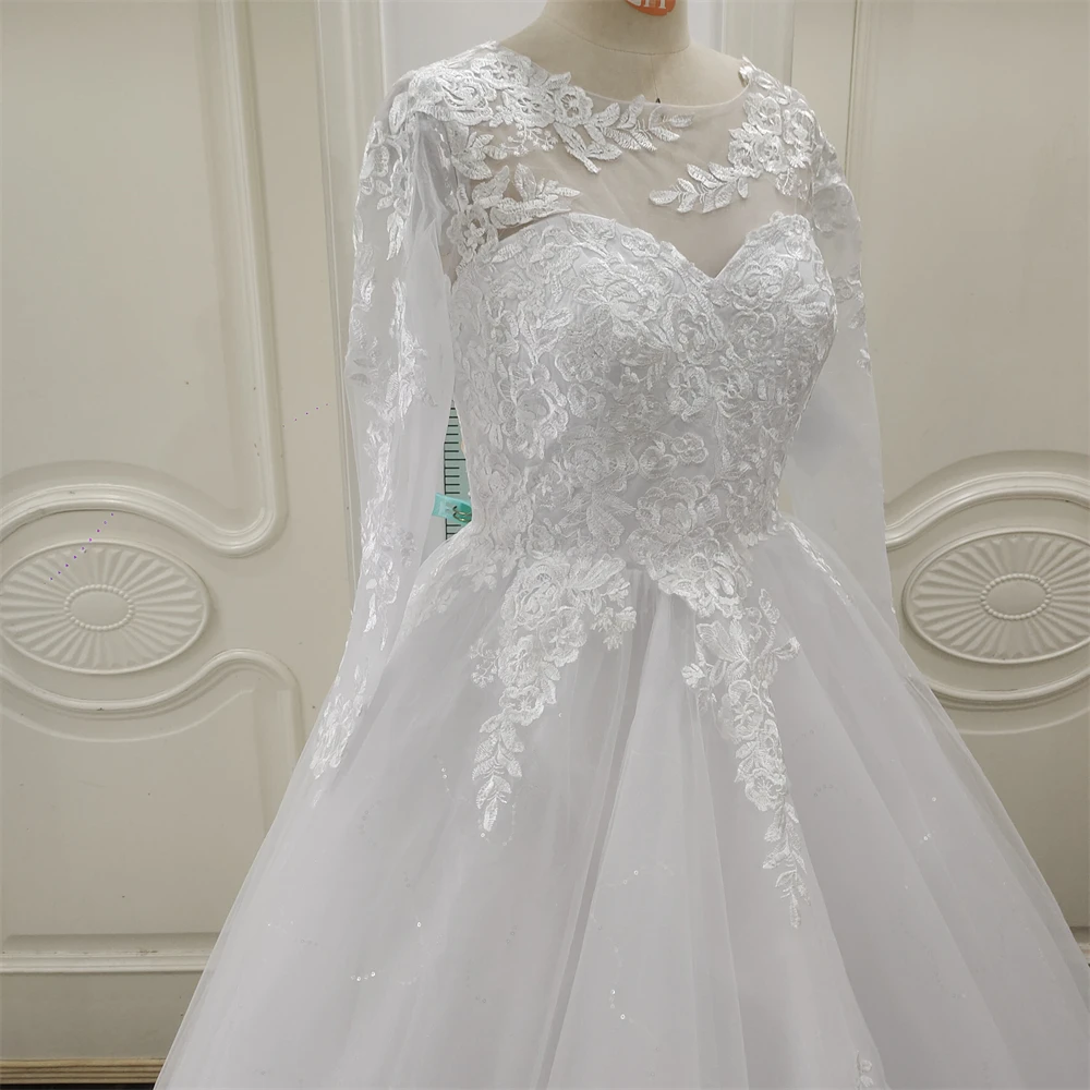 9364 Luxury Ball Gown Wedding Dress Long Sleeves Applique Princess Bridal GownsBride Marrigae Party Women Celebrity Clothing