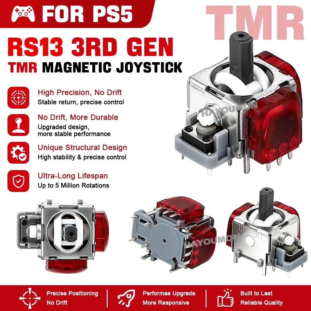 2/4/8/10 unidades, joystick eletromagnético TMR de 3ª geração, modelo RS13, com ângulo de 3D e manípulo analógico, para comandos PS4/PS5/PS5 EDGE.