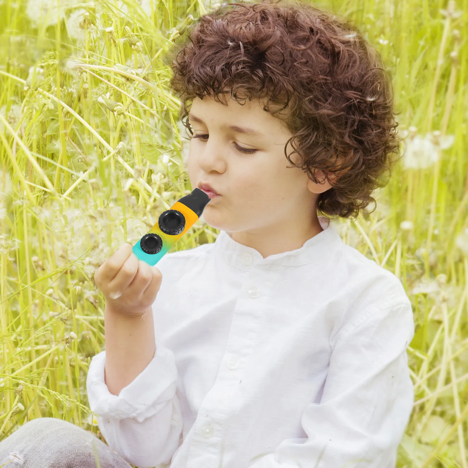 1Set Dual Hole Kazoo Portable Mouth Instrument Adjustable Tone Compact Size Kids Musical Partner Ukulele Guitar Kazoo with Flute