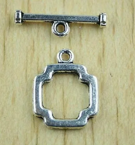 15sets 17x13.7mm  bar 19.5mm  Alloy pendants tibetan silver square toggle clasps for jewelry makingHWH1423