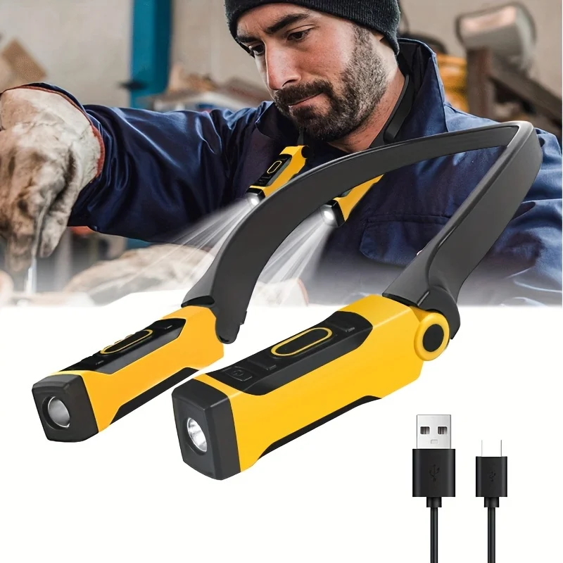 Rechargeable LED Neck Reading Light - Two Brightness Levels, Perfect for Reading, Knitting, Camping & Repairing  Led Work Light