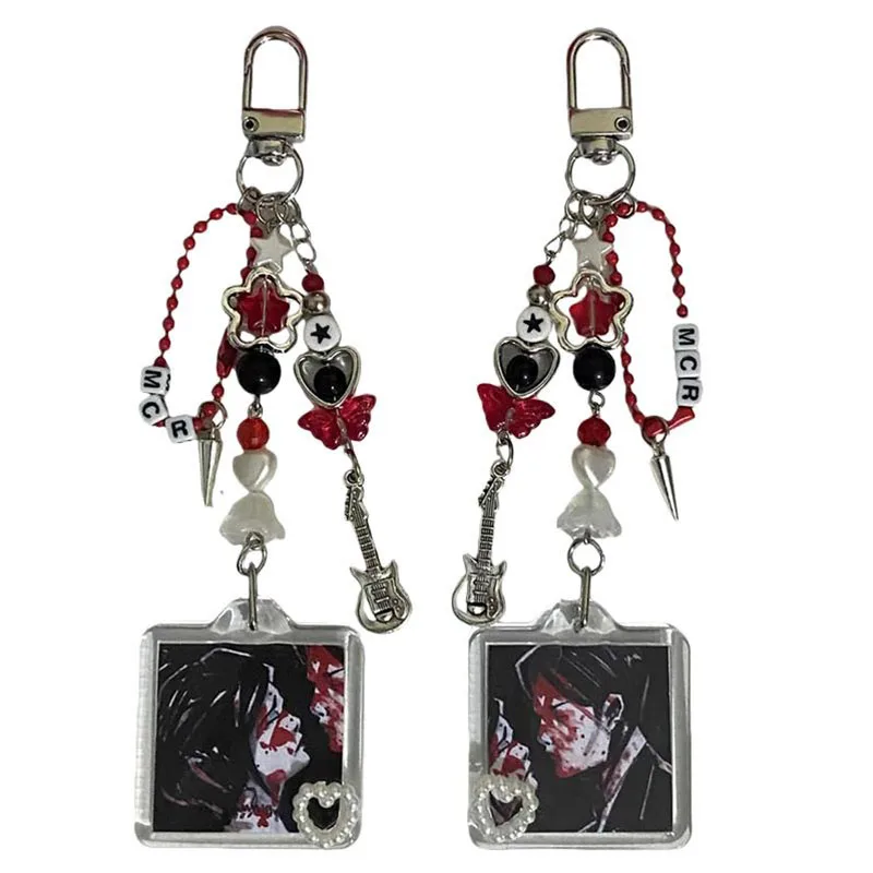 Handmade My Chemical Romance Keychain Bag Sweet Revenge Beads Charm Aesthetic