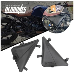 Oldbones For BMW K100 K75 K-series Cafe Racer Motorcycle Black Side Frame Bag Luggage Bags Tool Bags Side bracket pocket 2PCS
