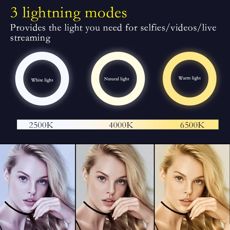 ضوء سيلفي LED قابل لإعادة الشحن لعقد مؤتمرات الفيديو، ضوء كاميرا محمول، ضوء هاتف محمول قابل للتعديل مع مشبك