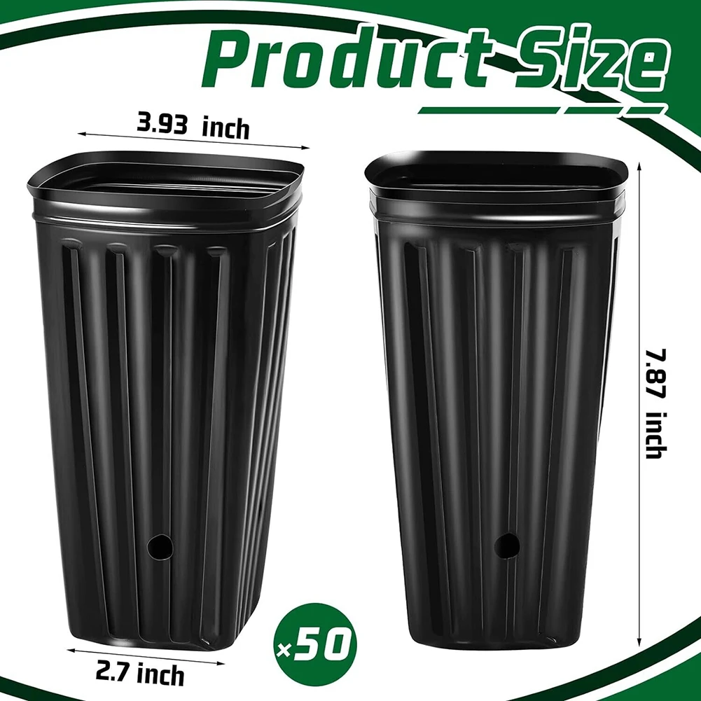 Tall Square Plant Seeding- Planting Cup Plastic Deep Nursery Tree Pot Flower Plant Container Pot Garden Transplant Grow Bags