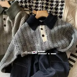 Children's Sweater Autumn New Korean Edition Children's Wear Boys' Casual Fashion Knitted Sweater Western Style Versatile Stripe